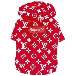 Louis Vuitton supreme dog hoodie